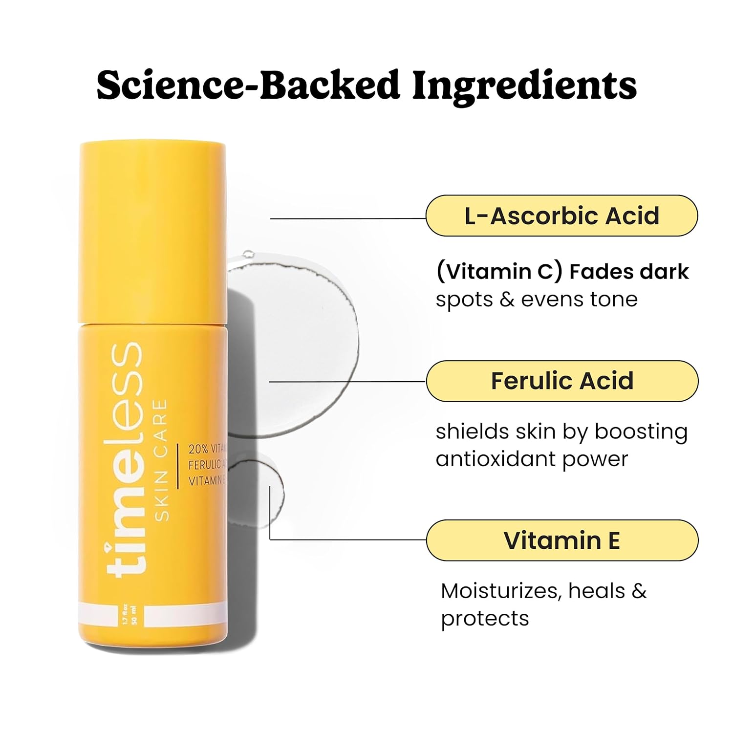 Timeless Skin Care Vitamin C Serum with Vitamin E & Ferulic Acid - Brightening Serum - for Oily & Dry Skin - Fragrance-Free - 1.7 oz 1.7 Fl Oz (Pack of 1)